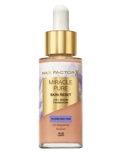 Max Factor Miracle Pure Skin Reset 2 In 1 Foundation 40-60 Light Max Factor Miracle Pure Skin Reset 2 In 1 Foundation 40-60 Light